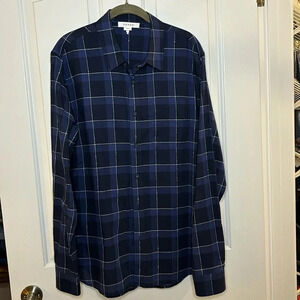 NWOT FRAME mens long sleeve button down shirt size large blue plaid